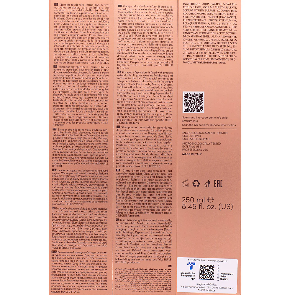 Medavita Lunghezze Huile D'Etoile Captivating Oils Shampoo 250ml - shampoo capelli spenti - Image 2