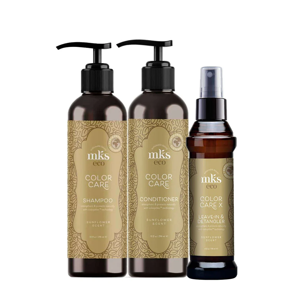 MKS Eco Color Care Shampoo Sunflower Scent 296ml Conditioner 296ml Leave In 118ml
