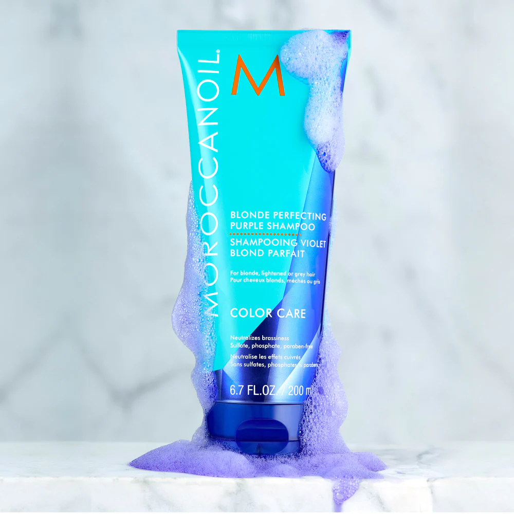 Moroccanoil Blonde Perfecting Purple Shampoo 200ml -  shampoo antigiallo capelli biondi - Image 3