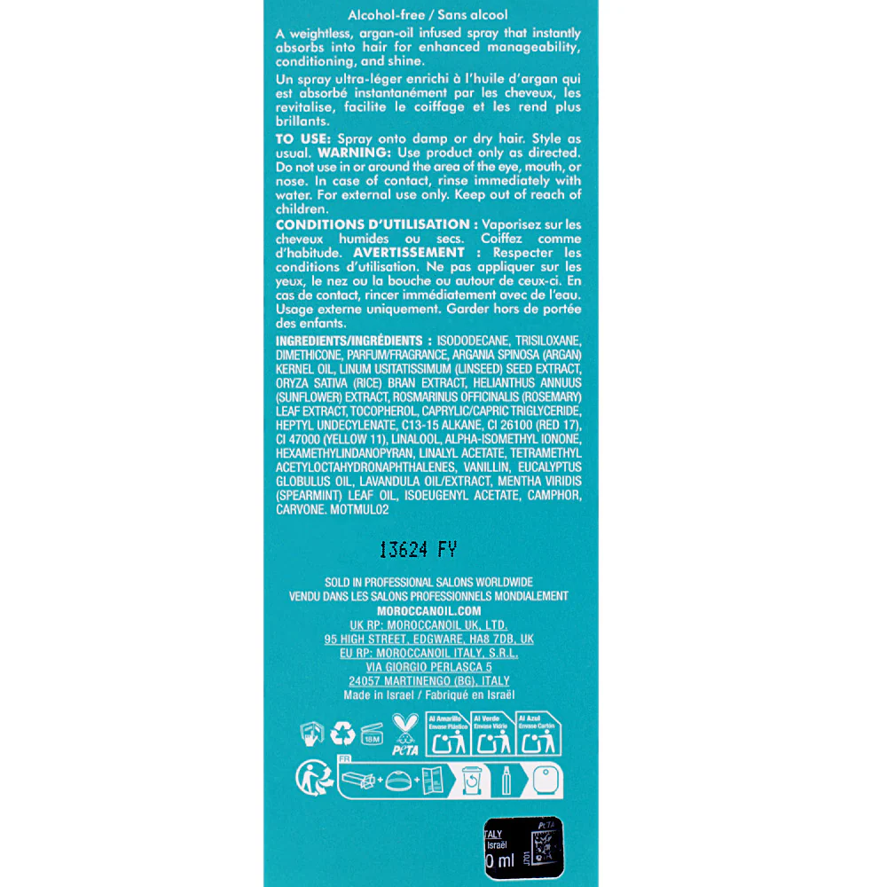Moroccanoil Treatment Mist Ultra- Light 100ml - olio secco spray - Image 4