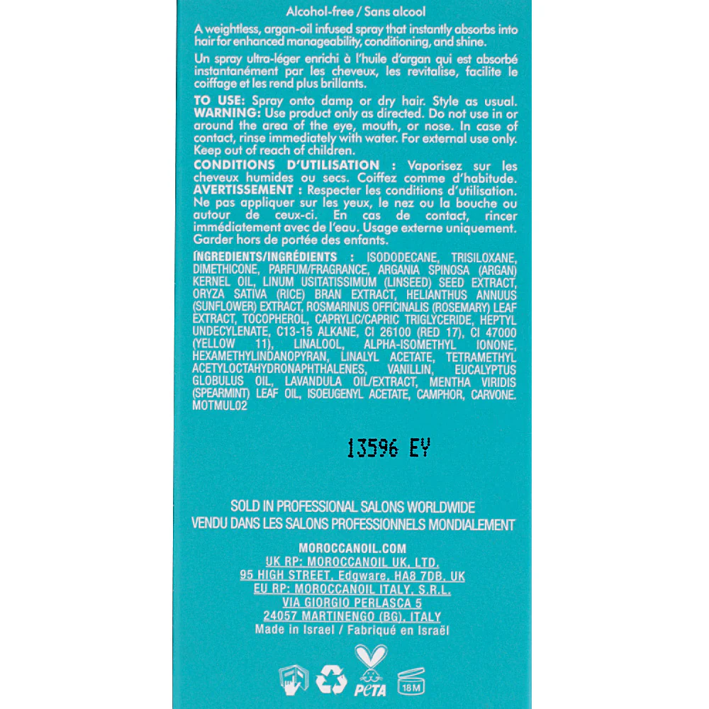 Moroccanoil Treatment Mist Ultra- Light 25ml - olio secco spray - Image 3