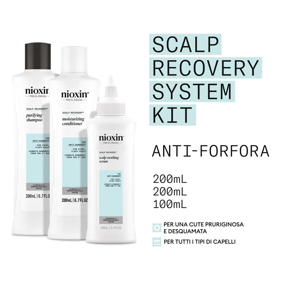 Nioxin Scalp Recovery Kit Trifasico Shampoo 200ml Conditioner 200ml Serum 100ml - kit antiforfora - Image 2