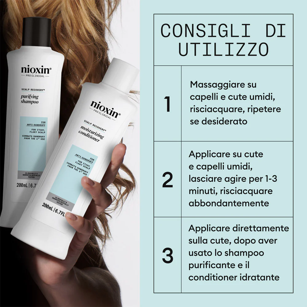 Nioxin Scalp Recovery Kit Trifasico Shampoo 200ml Conditioner 200ml Serum 100ml - kit antiforfora - Image 5
