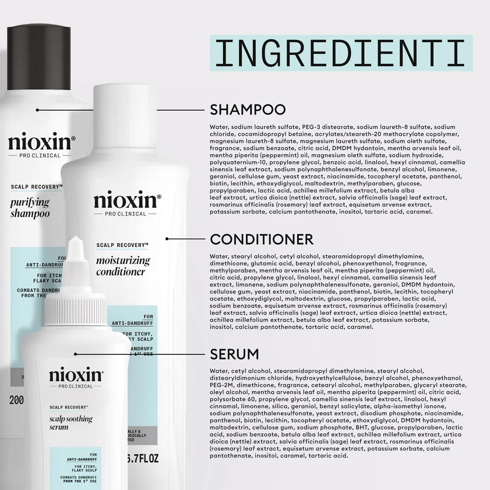 Nioxin Scalp Recovery Kit Trifasico Shampoo 200ml Conditioner 200ml Serum 100ml - kit antiforfora - Image 7