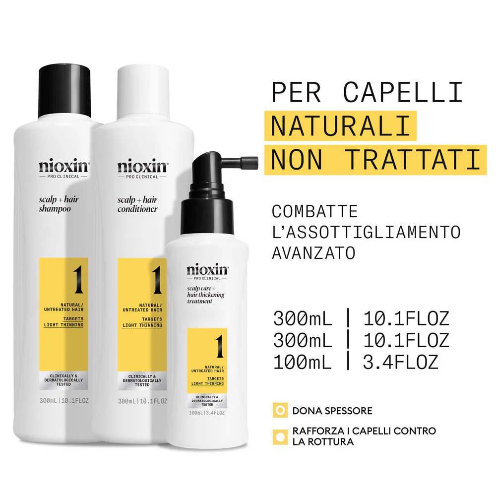 Nioxin Sistema 1 Kit Trifasico 300ml - kit anti assottigliamento lieve - Image 2