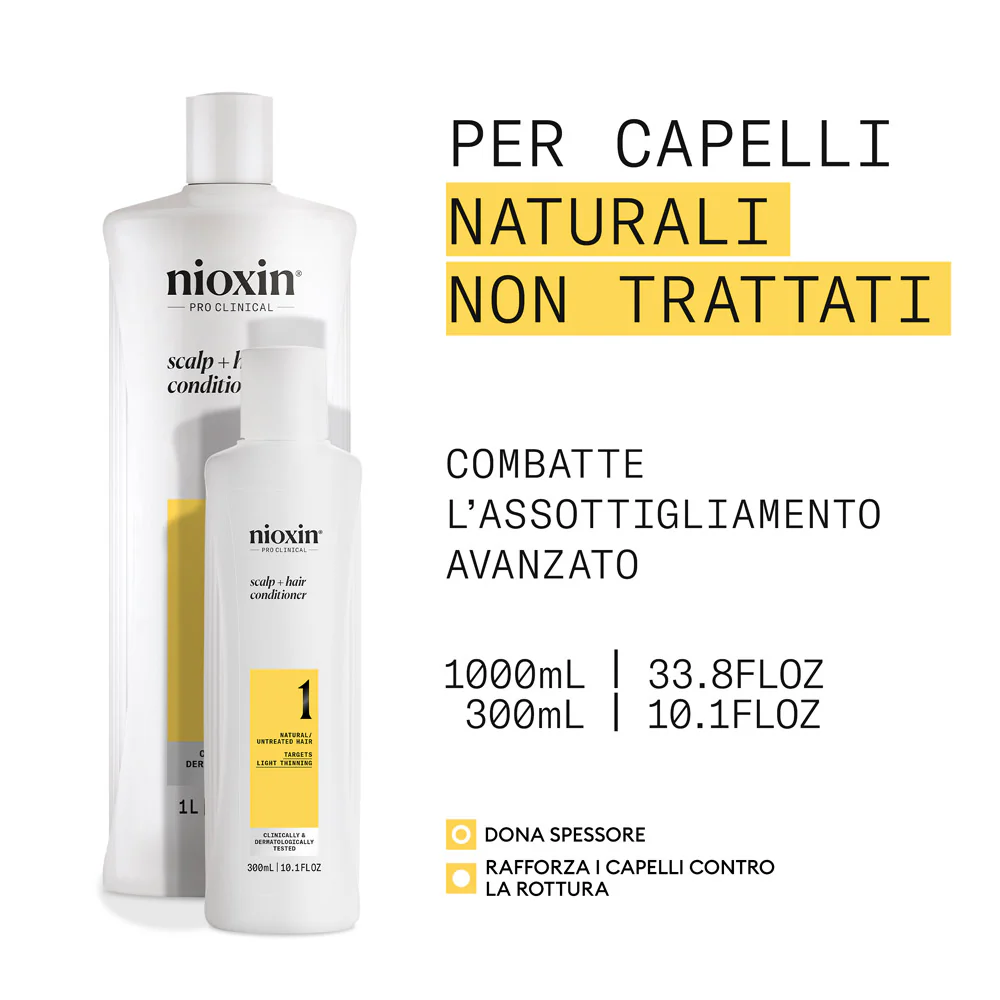 Nioxin Sistema 1 Scalp  Hair Conditioner 1000ml - balsamo anti assottigliamento lieve - Image 2