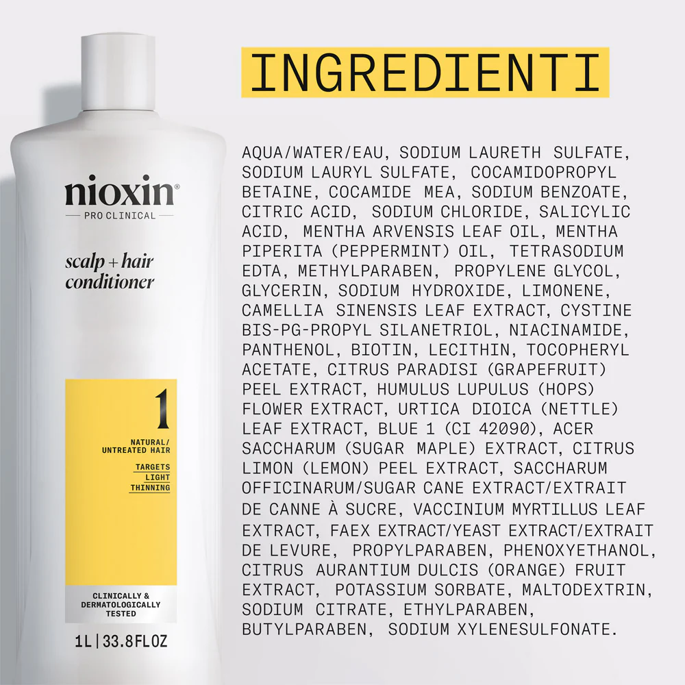 Nioxin Sistema 1 Scalp  Hair Conditioner 1000ml - balsamo anti assottigliamento lieve - Image 7