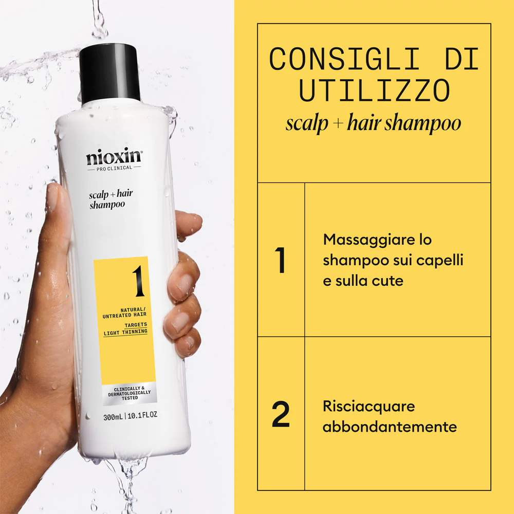 Nioxin Sistema 1 Scalp + Hair Shampoo 300ml  - shampoo anti assottigliamento lieve - Image 5