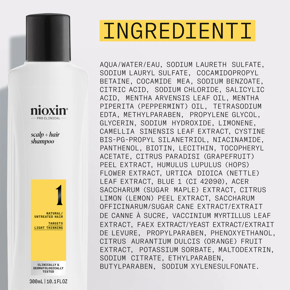 Nioxin Sistema 1 Scalp + Hair Shampoo 300ml  - shampoo anti assottigliamento lieve - Image 7