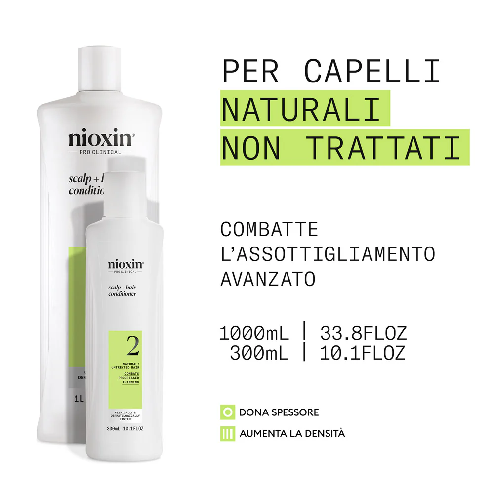 Nioxin Sistema 2 Scalp + Hair Conditioner 300ml  - balsamo anti assottigliamento avanzato - Image 2