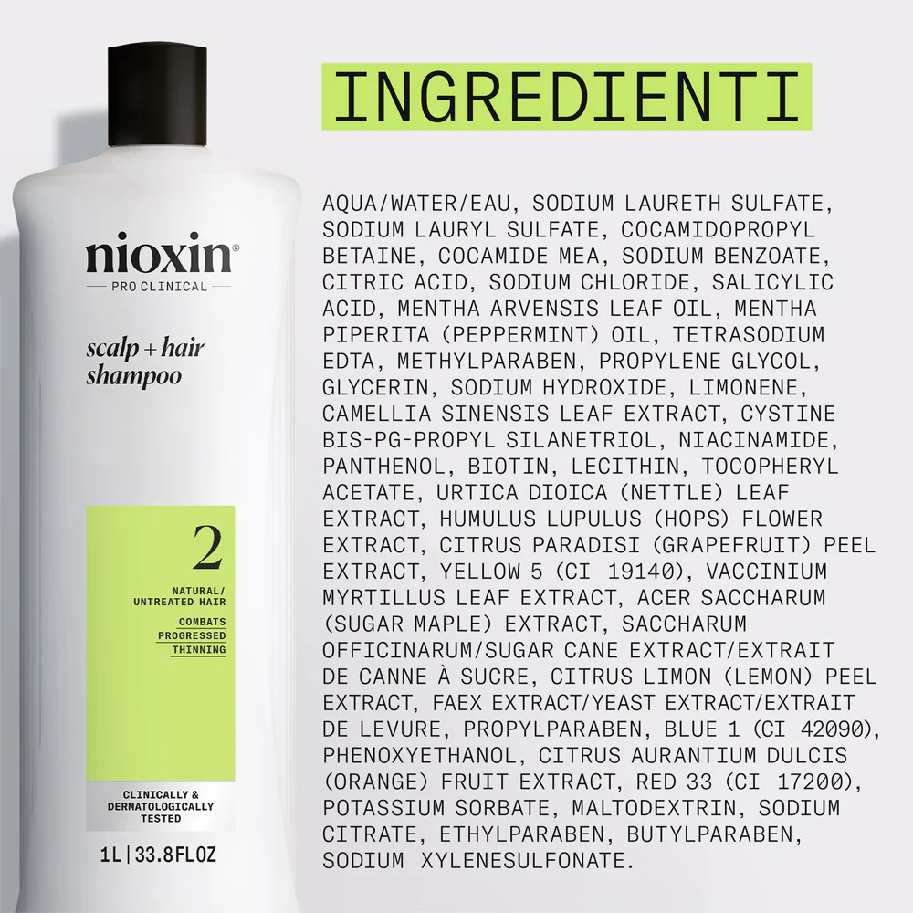 Nioxin Sistema 2 Scalp + Hair Shampoo 1000ml - shampoo anti assottigliamento avanzato - Image 5