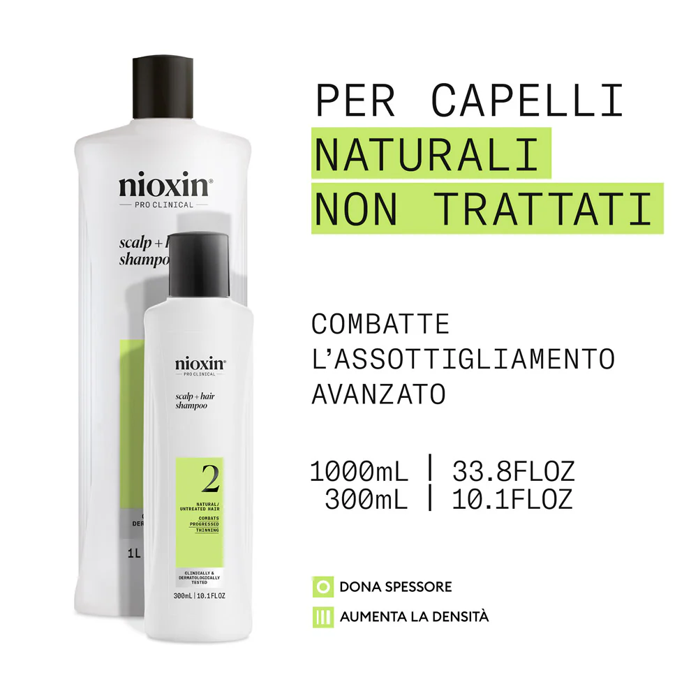 Nioxin Sistema 2 Scalp + Hair Shampoo 300ml - shampoo anti assottigliamento avanzato - Image 2