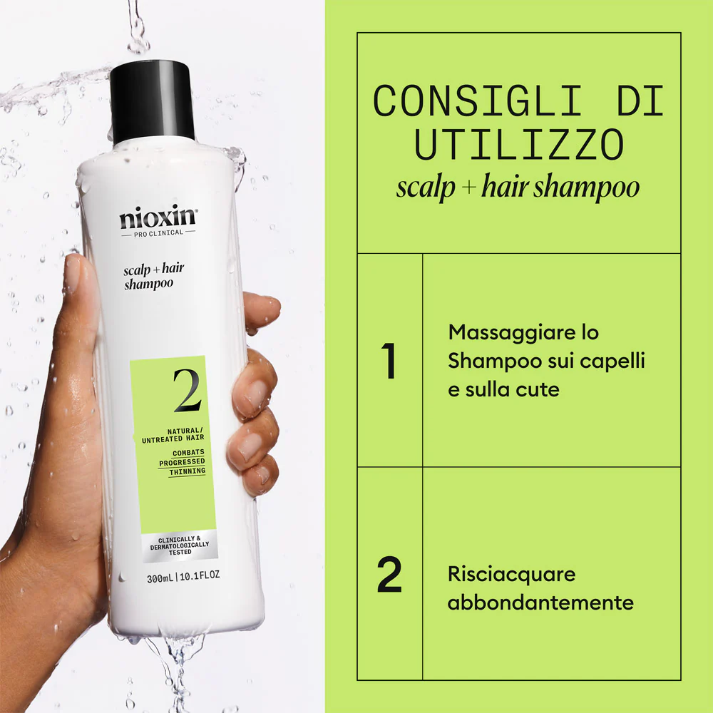Nioxin Sistema 2 Scalp + Hair Shampoo 300ml - shampoo anti assottigliamento avanzato - Image 5