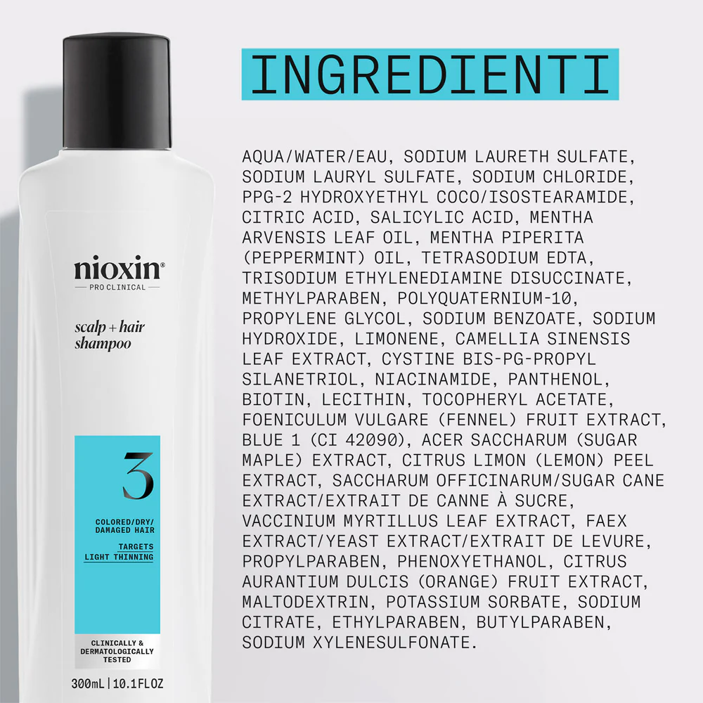 Nioxin Sistema 3 Scalp + Hair Shampoo 300ml - shampoo anti assottigliamento lieve - Image 6