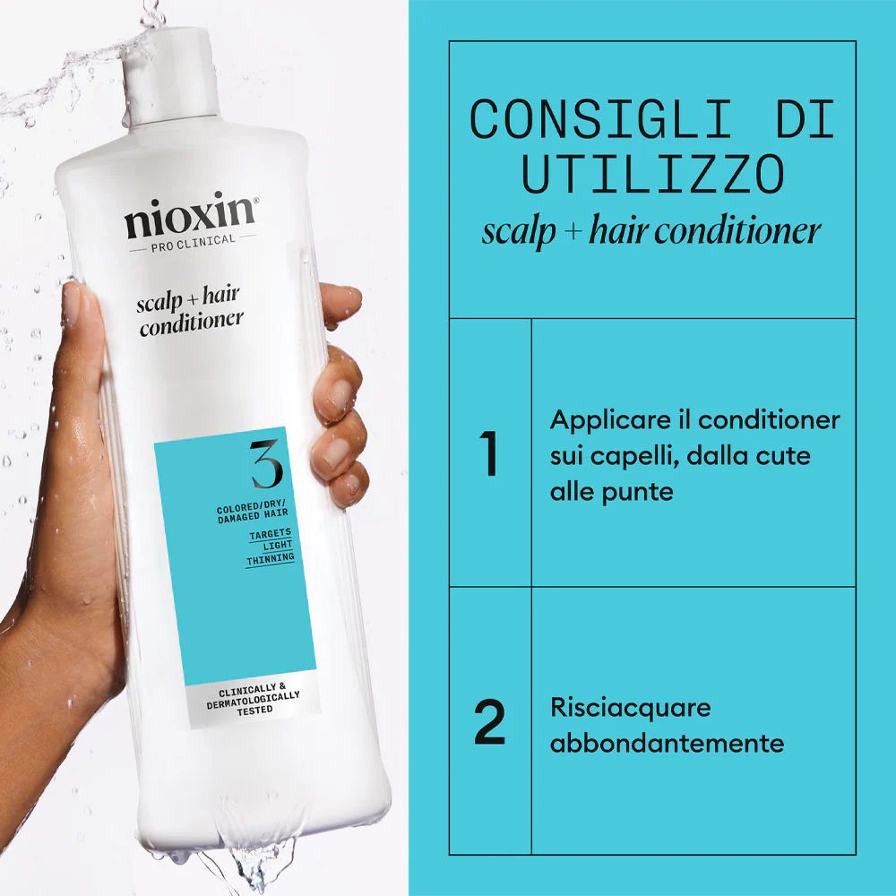 Nioxin Sistema 3 Scalp + Hair Conditioner 1000ml - balsamo anti assottigliamento lieve - Image 2