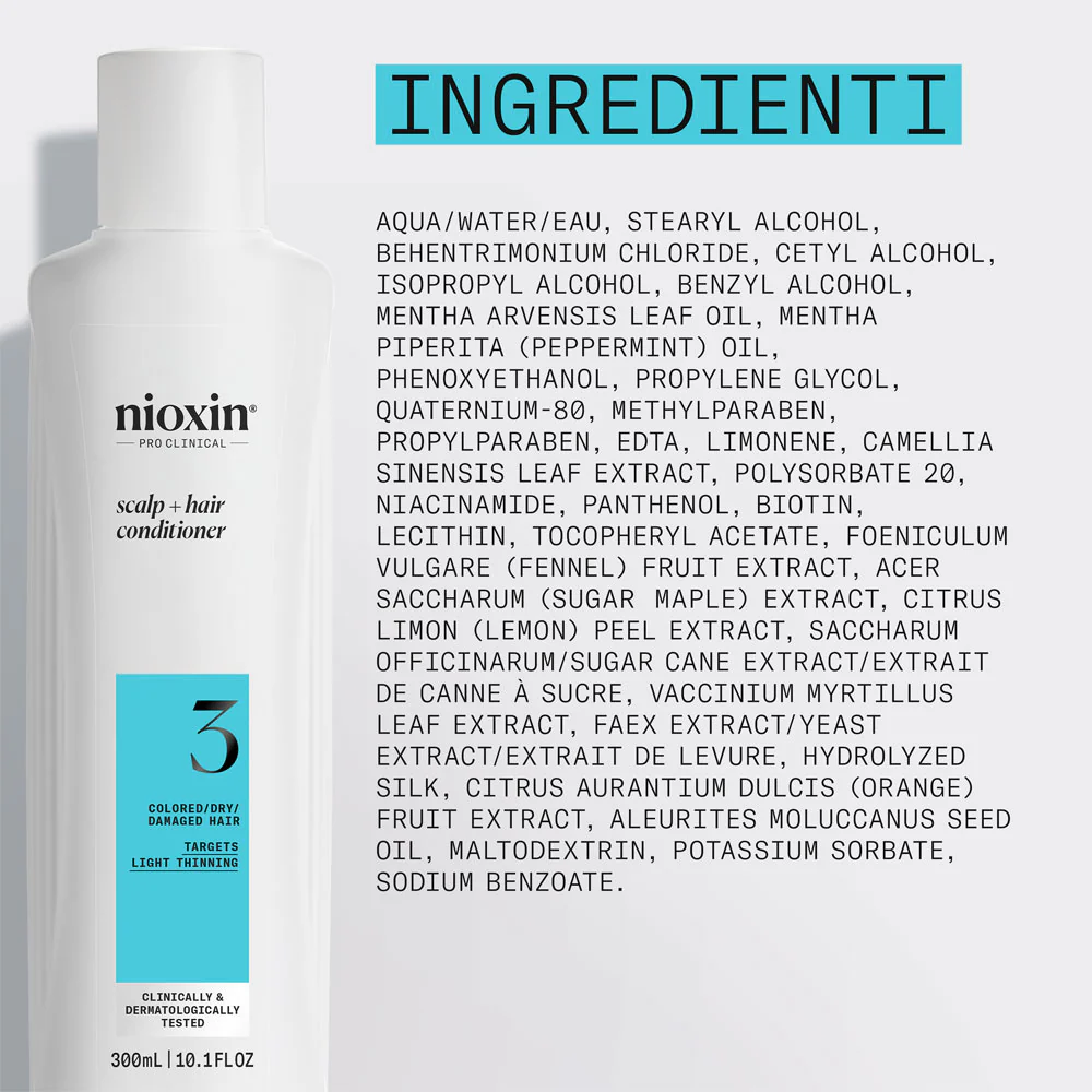 Nioxin Sistema 3 Scalp + Hair Conditioner 300ml - balsamo anti assottigliamento lieve - Image 3