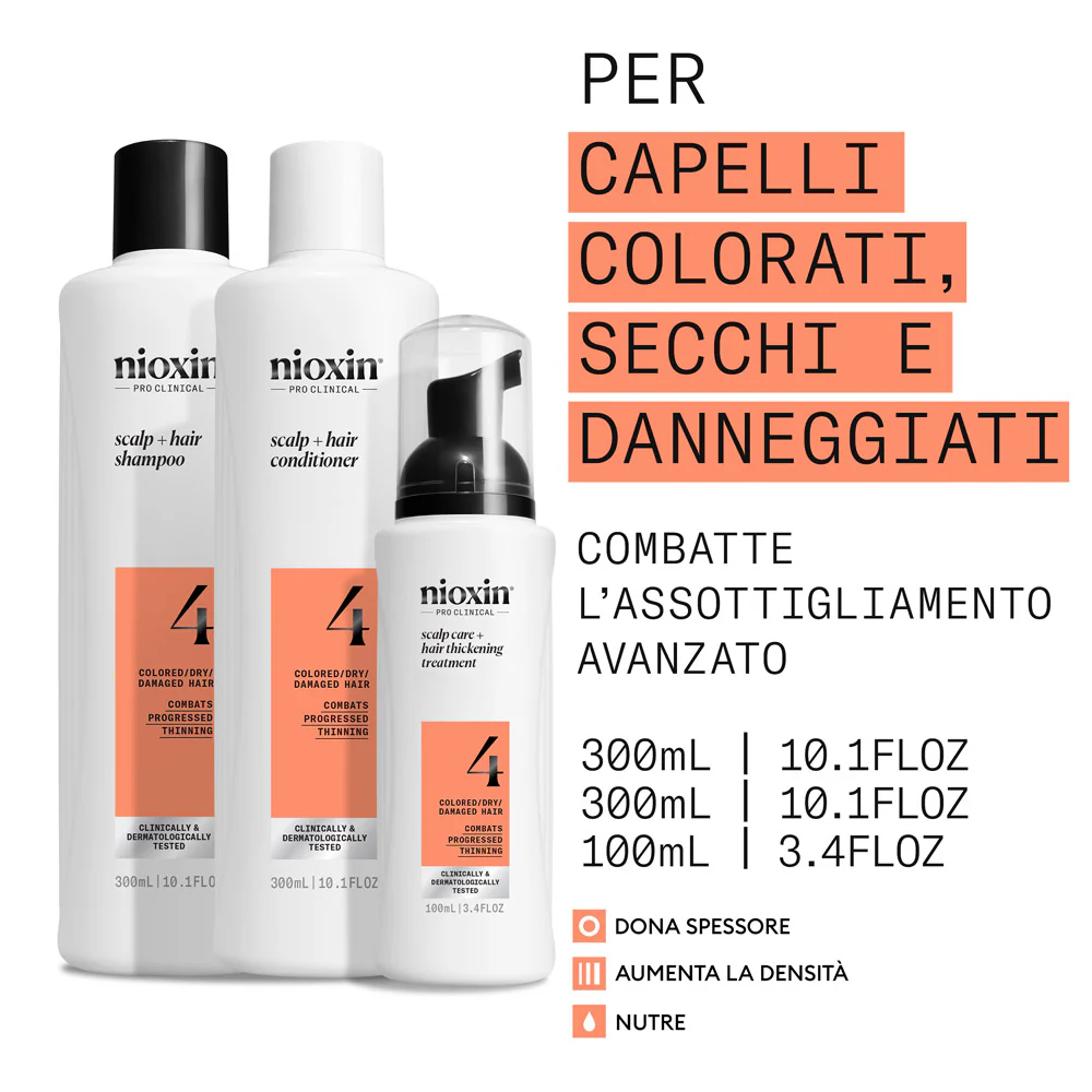 Nioxin Sistema 4 Scalp + Hair Kit Trifasico 300ml  -  kit anti assottigliamento  avanzato - Image 2