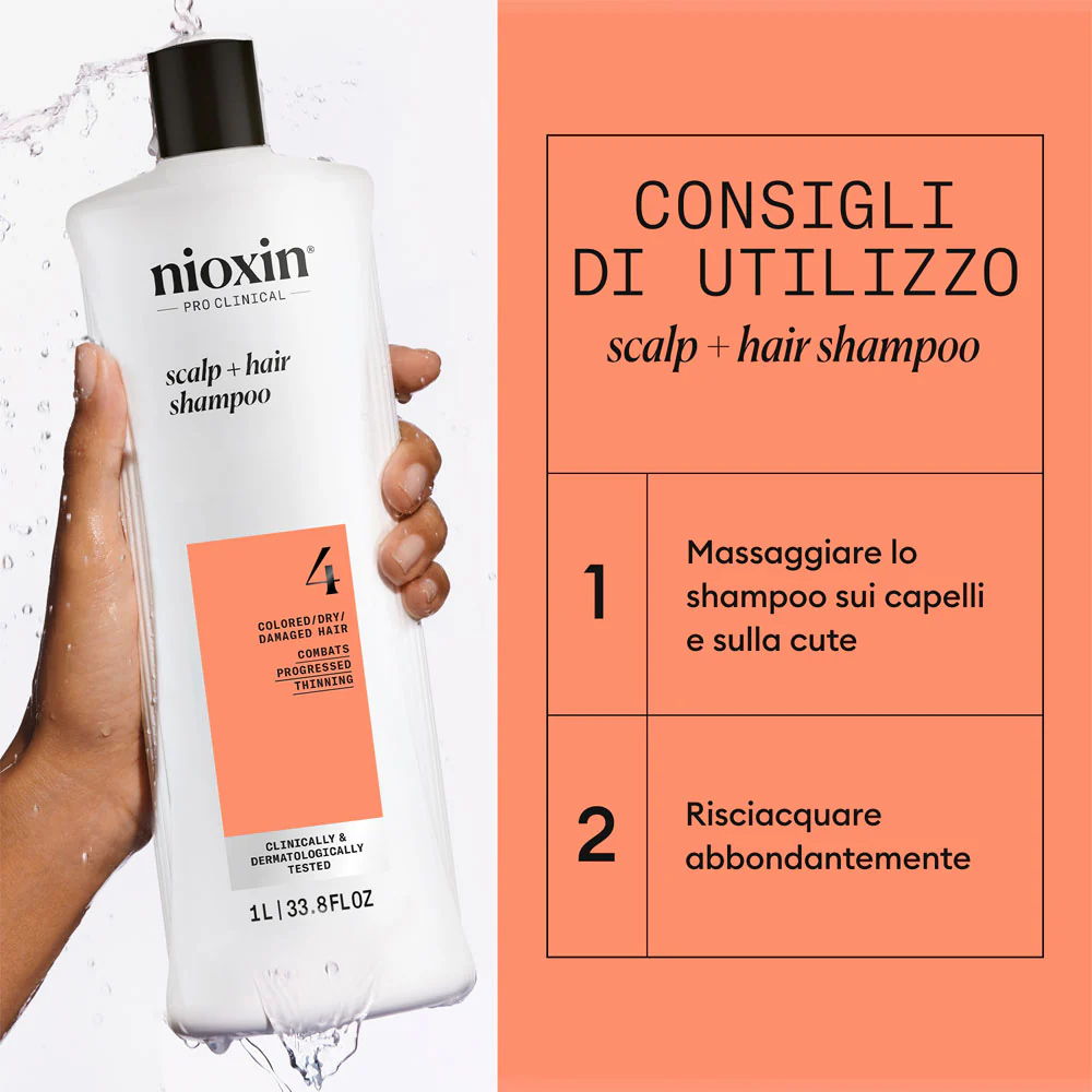 Nioxin Sistema 4 Scalp + Hair Shampoo 1000ml - shampoo fortificante capelli danneggiati - Image 4