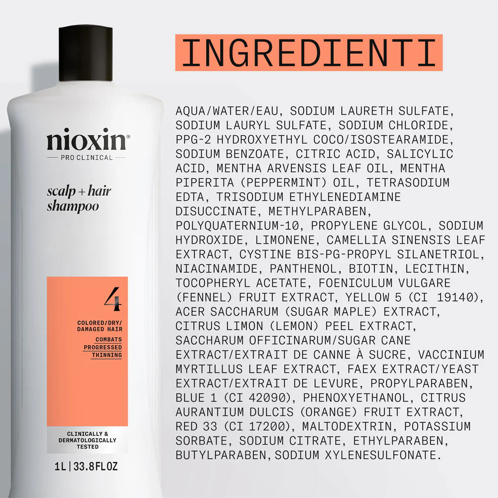 Nioxin Sistema 4 Scalp + Hair Shampoo 1000ml - shampoo fortificante capelli danneggiati - Image 6