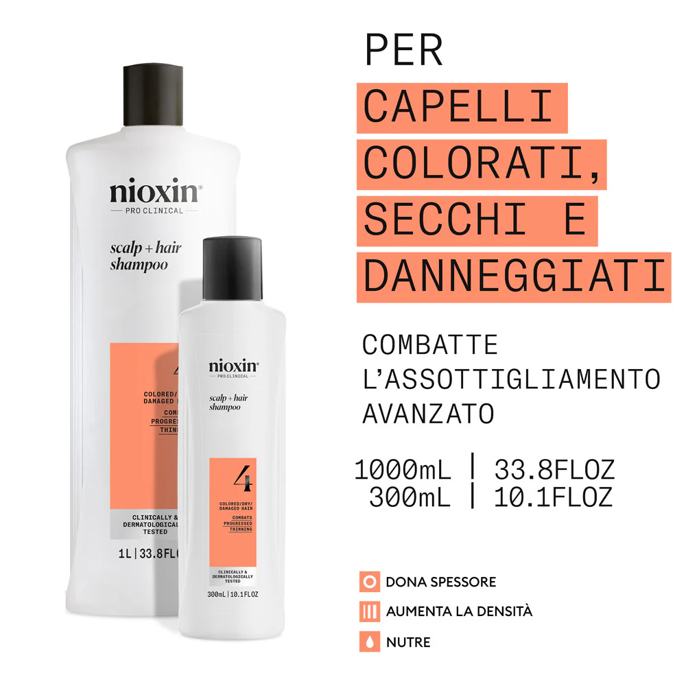 Nioxin Sistema 4 Scalp + Hair Shampoo 300ml - shampoo fortificante capelli danneggiati - Image 2