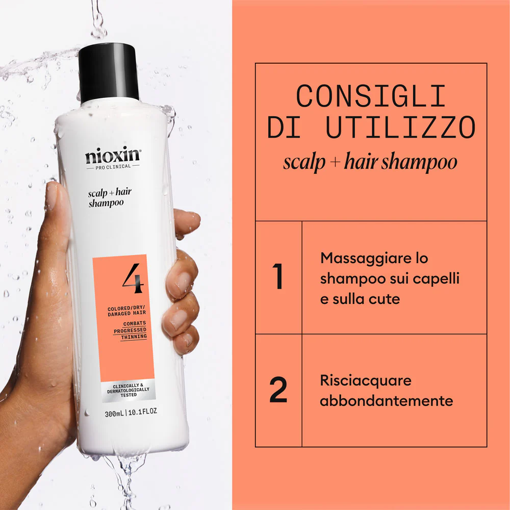 Nioxin Sistema 4 Scalp + Hair Shampoo 300ml - shampoo fortificante capelli danneggiati - Image 5