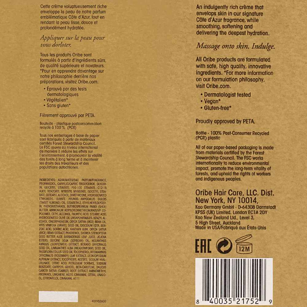 Oribe Côte d'Azur Restorative Body Crème 300ml - crema corpo rigenerante - Image 3