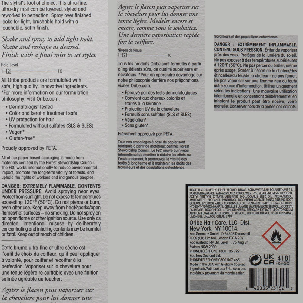 Oribe Free Styler Working Hairspray 300ml - lacca leggera - Image 4
