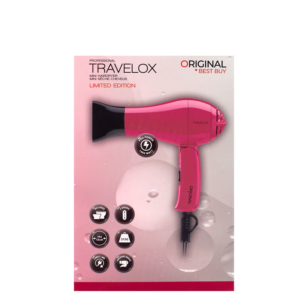Original Best Buy Mini Foldable Hairdryer Travelox Hibiscus Pink - asciugacapelli - Image 10