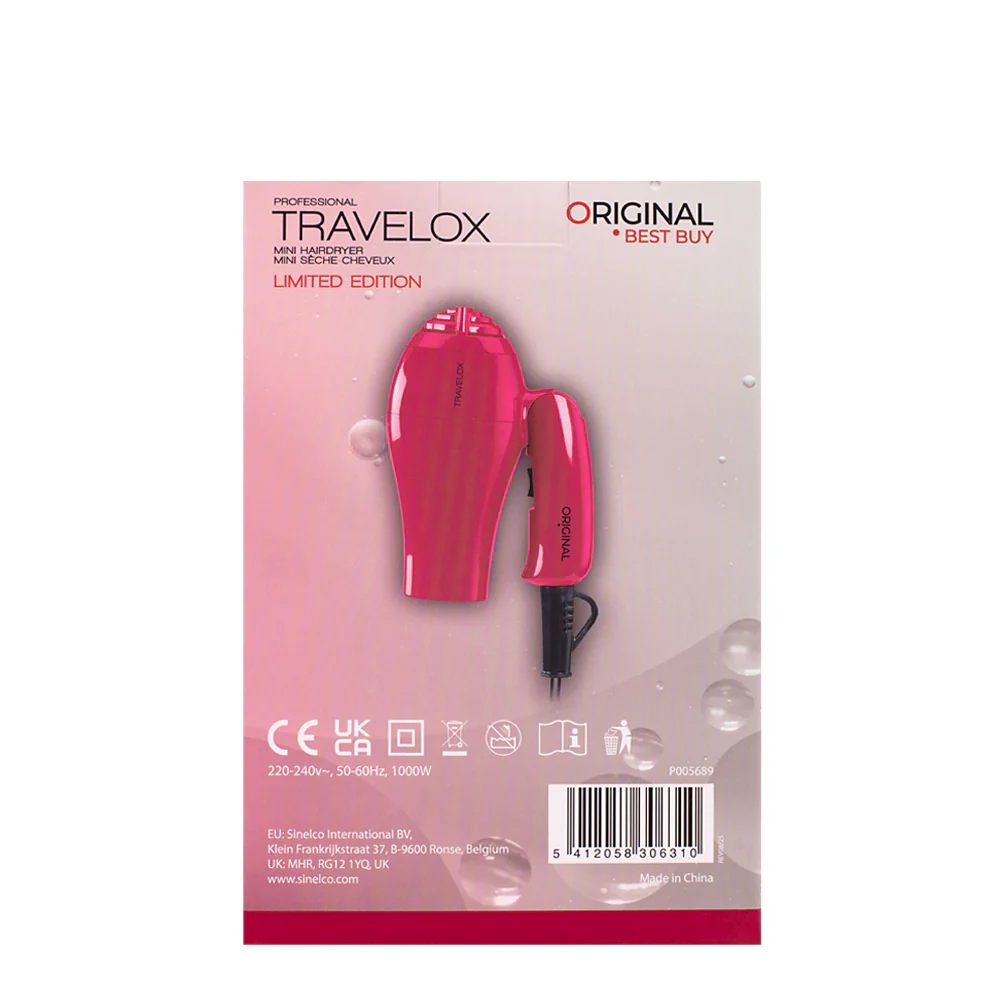 Original Best Buy Mini Foldable Hairdryer Travelox Hibiscus Pink - asciugacapelli - Image 11