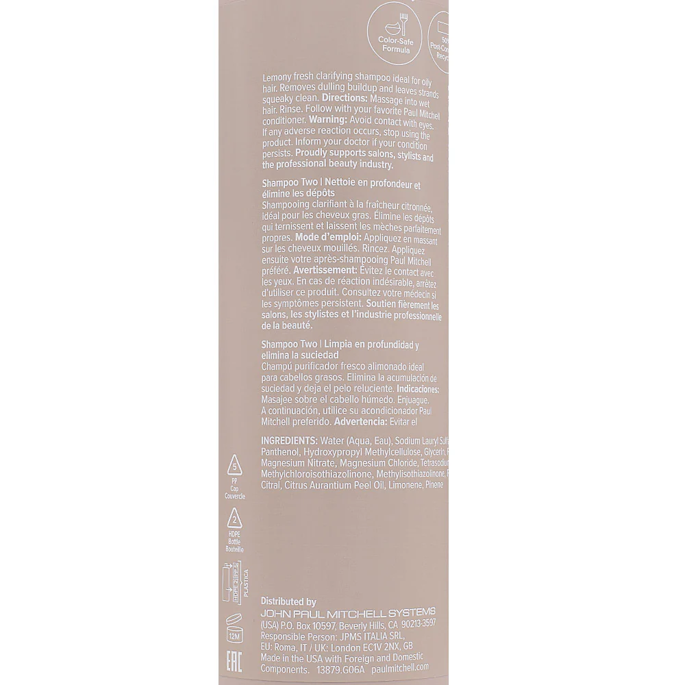 Paul Mitchell Clarifying Shampoo Two 1000ml - shampoo purificante - Image 3