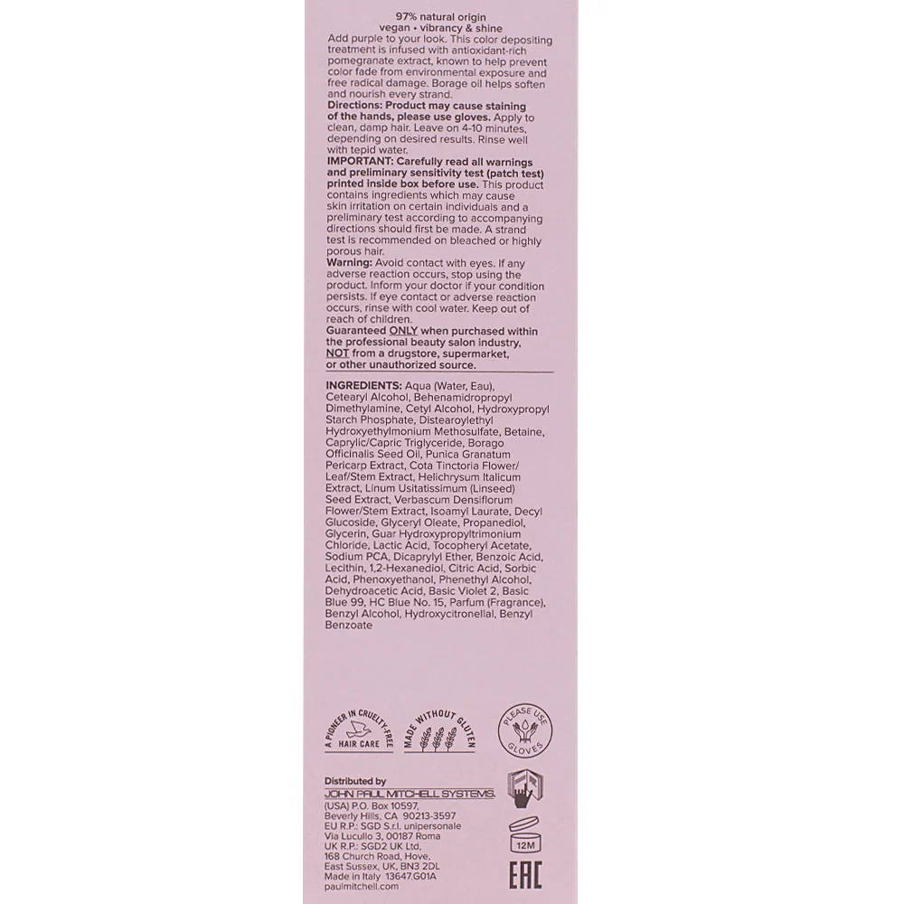 Paul Mitchell Clean Beauty Color Depositing Treatment Amethyst 150ml - trattamento colorante - Image 2