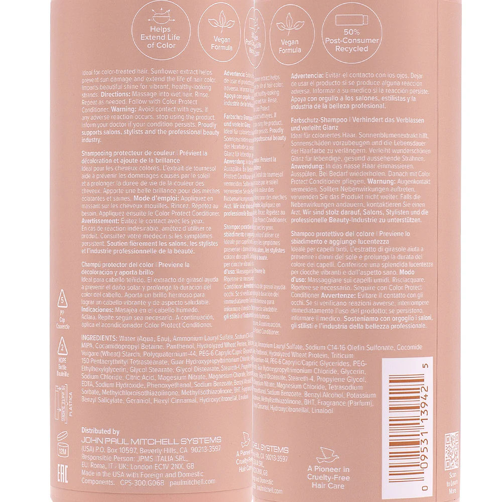 Paul Mitchell Color Protect Shampoo 300ml - shampoo quotidiano capelli colorati - Image 2