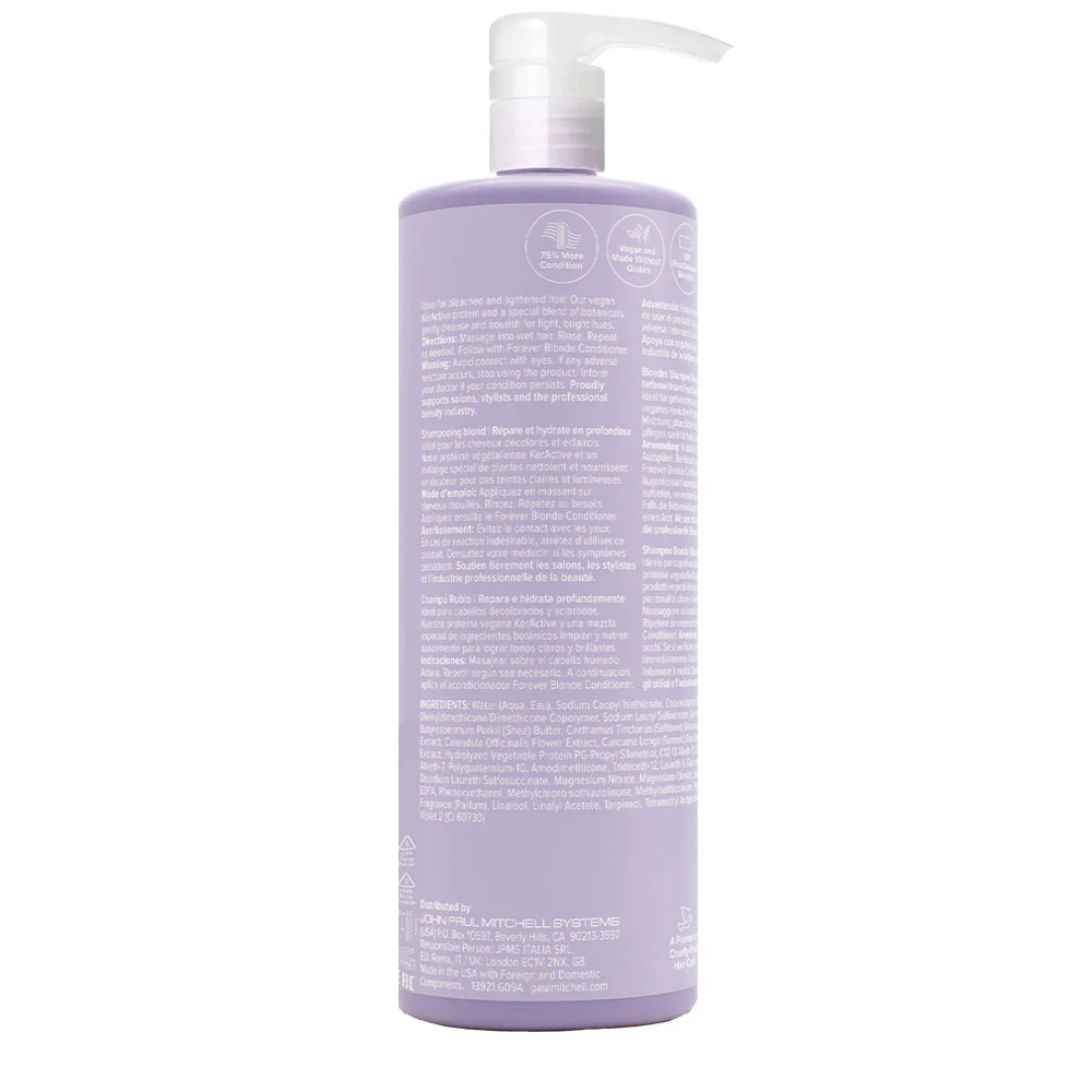 Paul Mitchell Forever Blonde Shampoo 1000ml - shampoo ristrutturante capelli biondi - Image 2