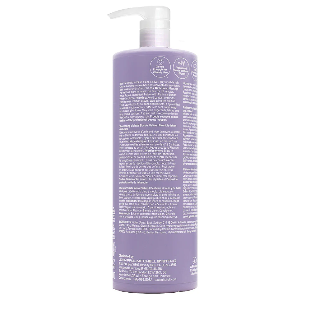 Paul Mitchell Platinum Blonde Violet Shampoo 1000ml - shampoo capelli biondi - Image 2