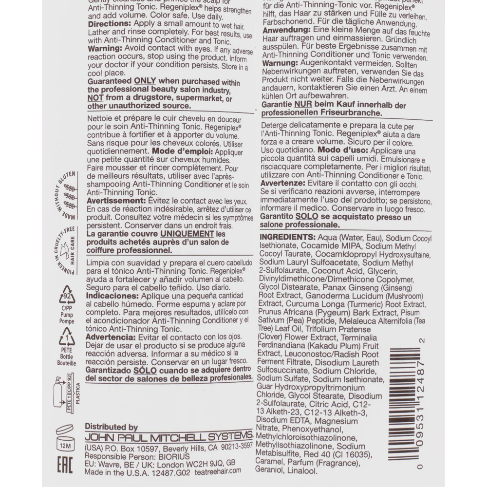 Paul Mitchell Tea Tree Scalp Care Anti-Thinning Shampoo 1000ml - Image 2