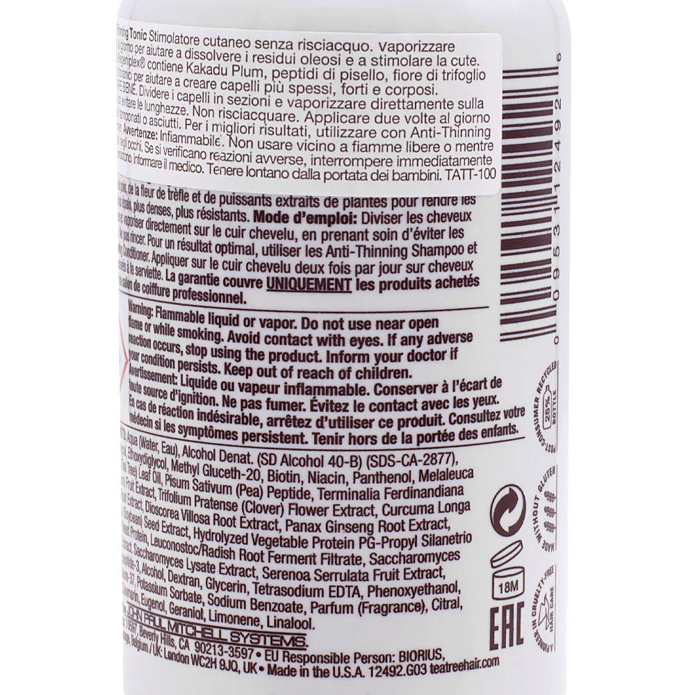 Paul Mitchell Tea Tree Scalp Care Anti- Thinning Tonic 100ml  - rivitalizzante cutaneo intensivo - Image 2