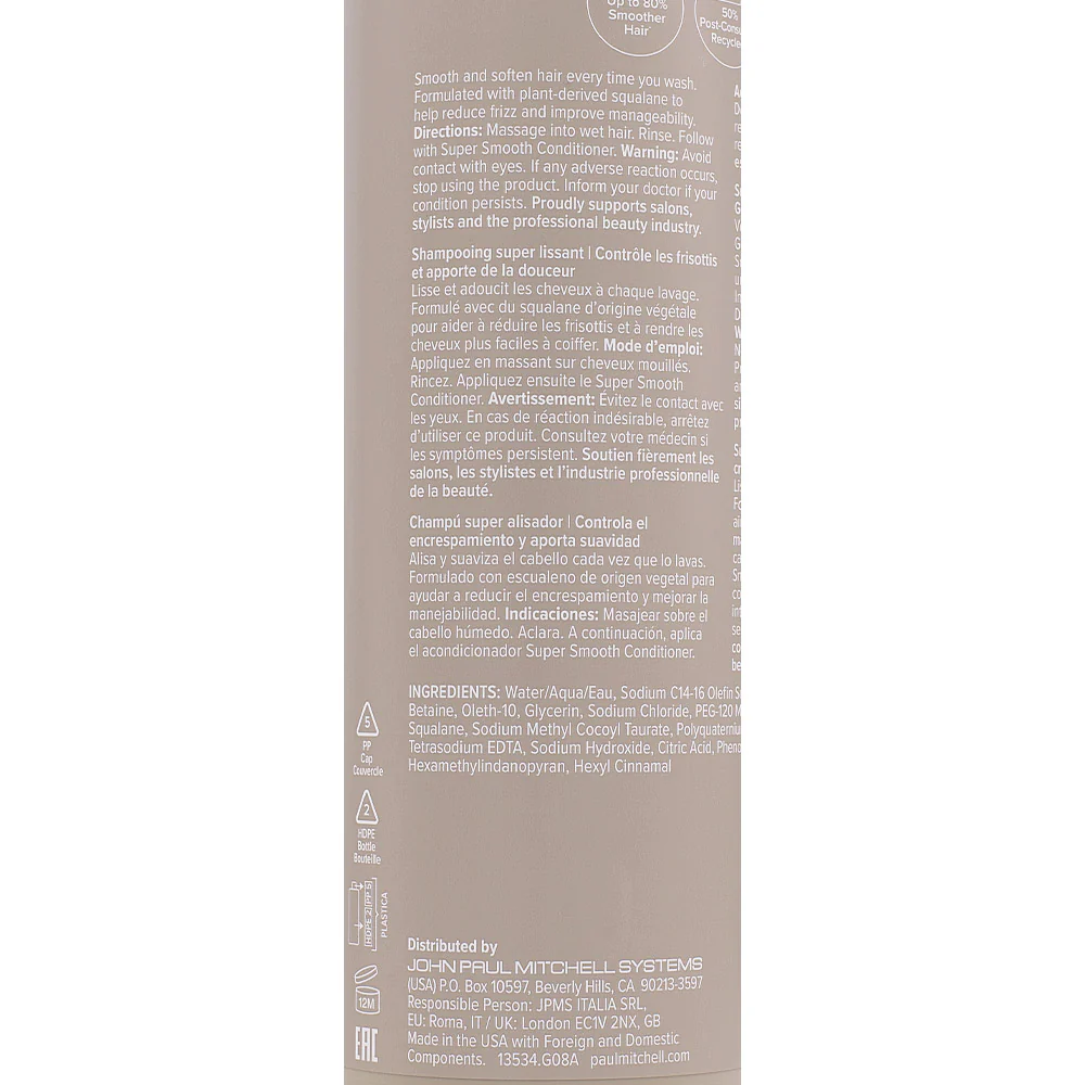Paul Mitchell Super Smooth Shampoo 1000ml - shampoo anti crespo - Image 2
