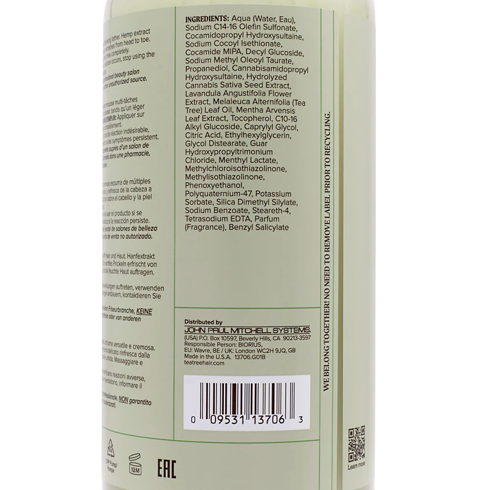 Paul Mitchell Tea Tree Hemp Restoring Shampoo & Body Wash 1000ml - detergente 2 in 1 - Image 3