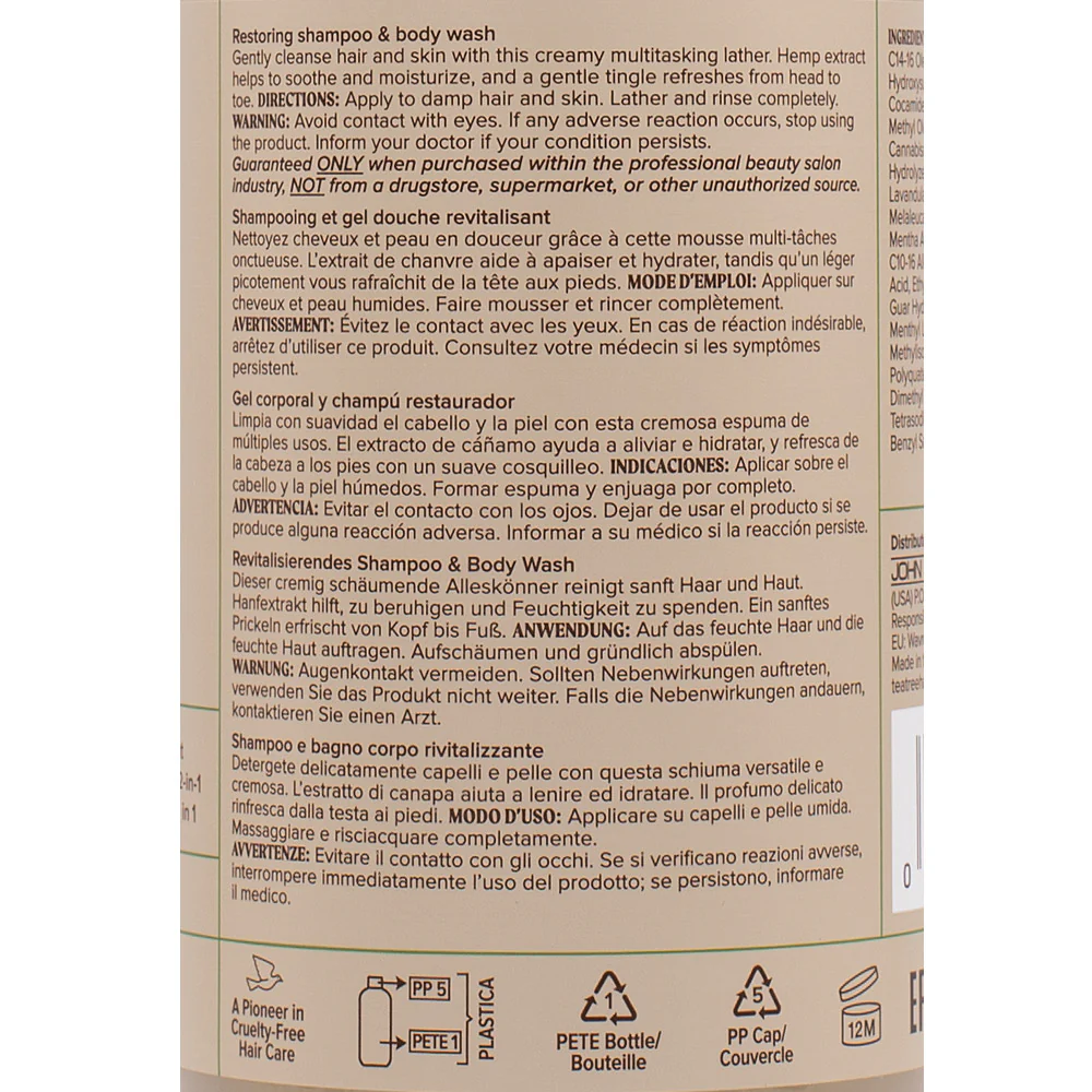 Paul Mitchell Tea Tree Hemp Restoring Shampoo & Body Wash 300ml - detergente 2 in 1 per capelli e corpo - Image 3
