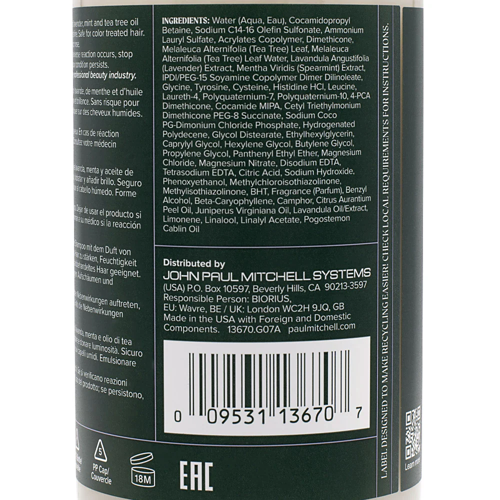 Paul Mitchell Tea Tree Lavender Mint Moisturizing Shampoo 300ml - shampoo idratante lenitivo - Image 3