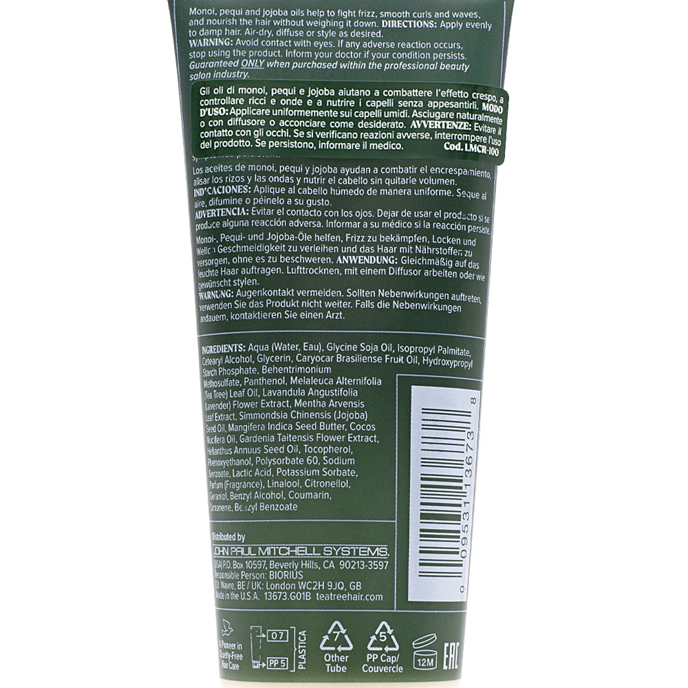 Paul Mitchell Tea Tree Lavender Mint Taming Cream 100ml - crema nutriente capelli ricci - Image 2