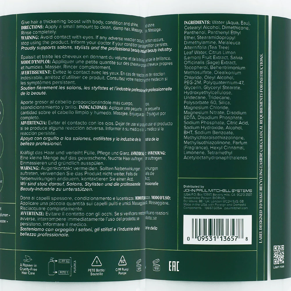 Paul Mitchell Tea Tree Lemon Sage Thickening Conditioner 1000ml - balsamo volumizzante per capelli fini - Image 2