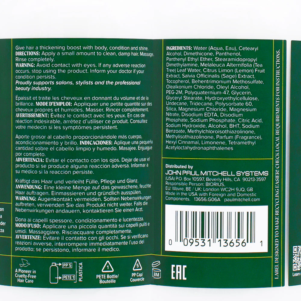 Paul Mitchell Tea Tree Lemon Sage Thickening Conditioner 300ml - balsamo volumizzante per capelli fini - Image 2