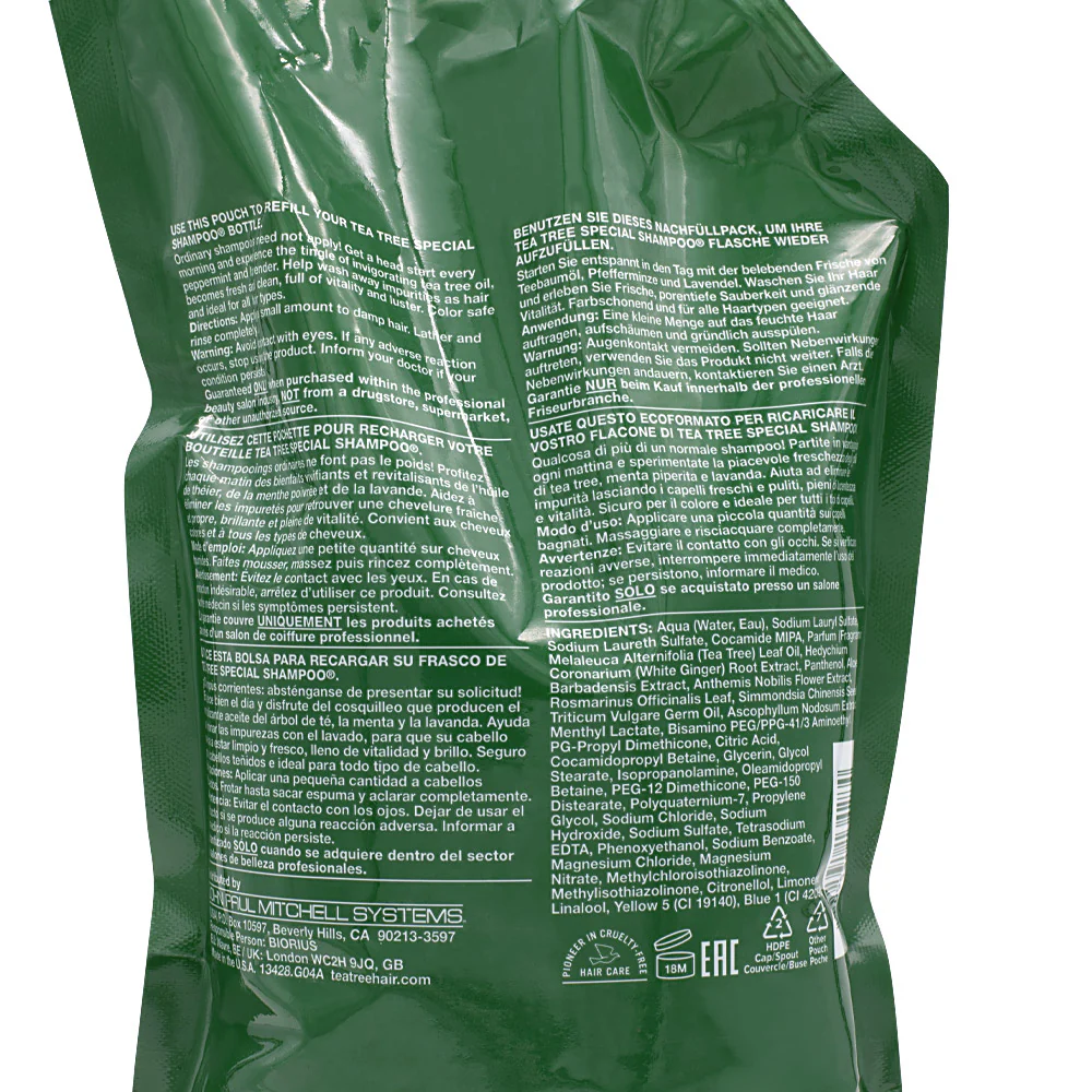 Paul Mitchell Tea Tree Special Shampoo Refill 1000ml - ecoricarica shampoo tonificante - Image 2