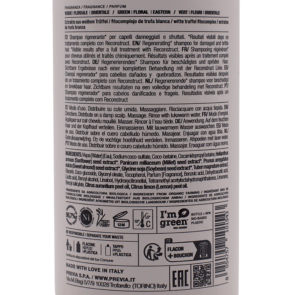 Previa Reconstruct Regenerating Shampoo 340ml - shampoo ristrutturante - Image 2