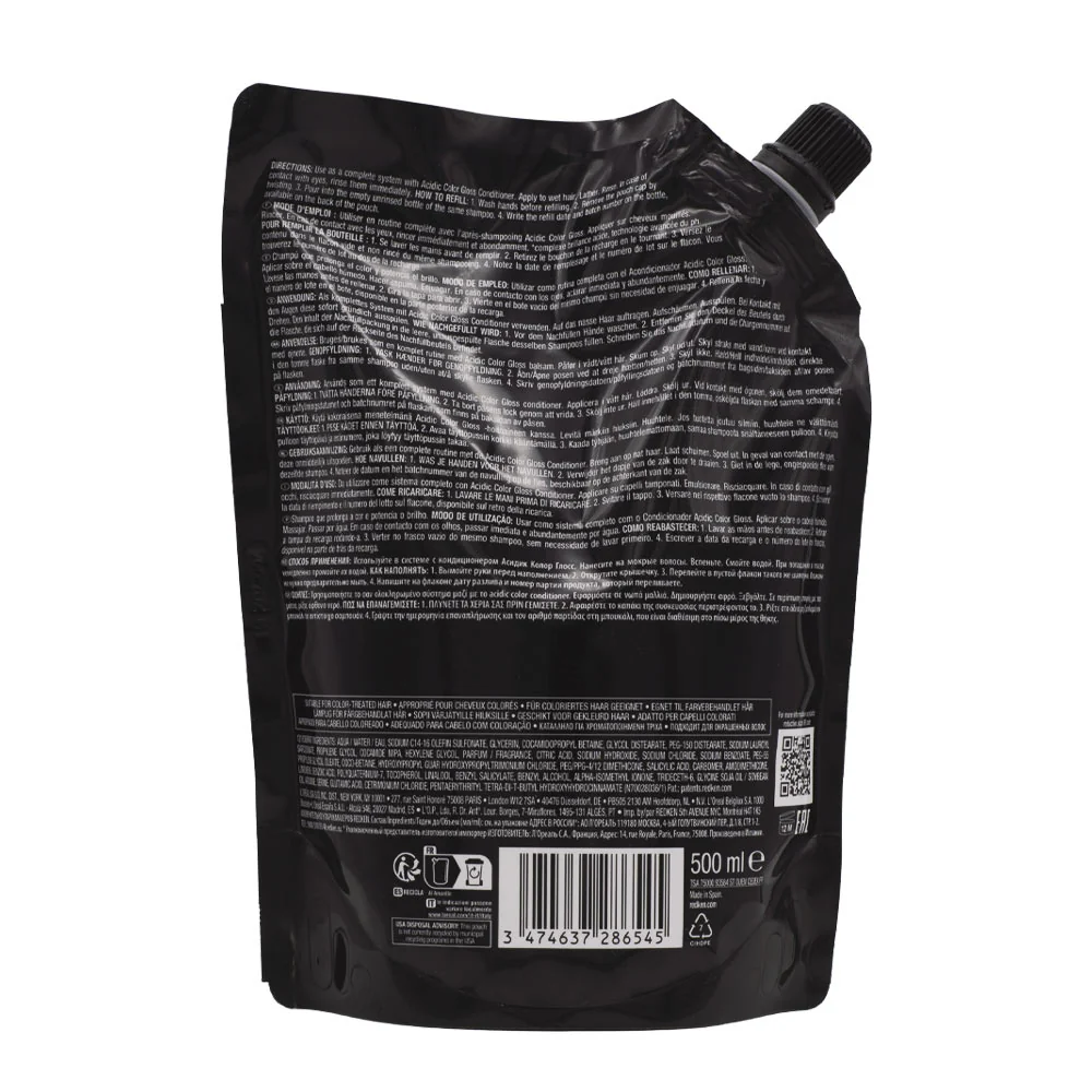 Redken AcidicColor Gloss Refill Shampoo 500ml - eco - ricarica shampoo capelli colorati - Image 3