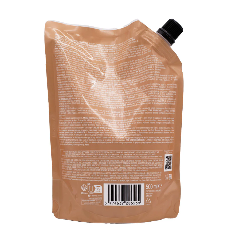 Redken All Soft Refill Shampoo 500ml -  eco- ricarica shampoo capelli secchi - Image 4