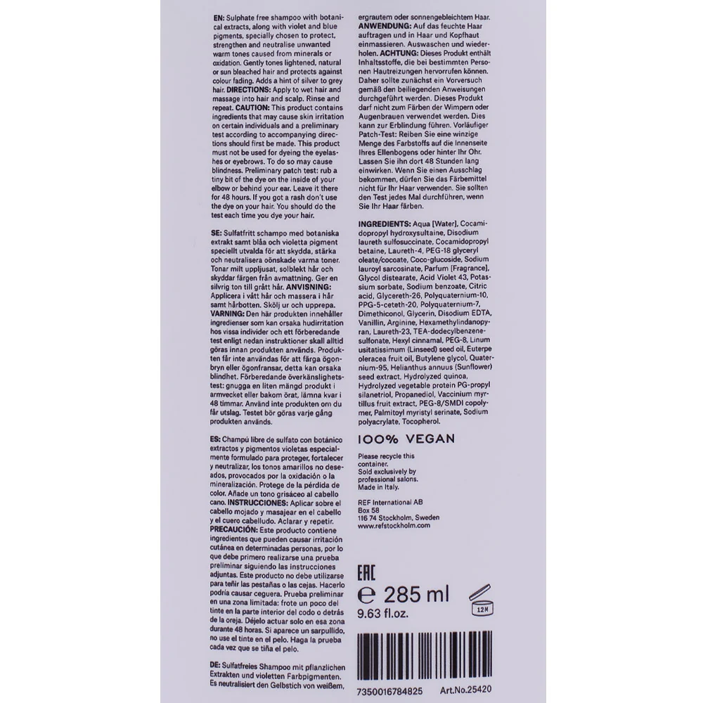 Stockholm Sweden Ref Cool Silver Shampoo 285ml - shampoo anti giallo capelli biondi - Image 2