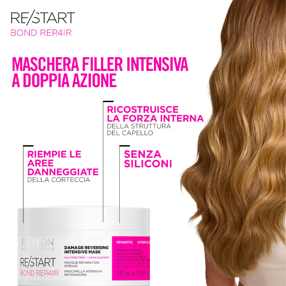 Revlon Restart Bond Repair Mask 250ml - maschera intensiva riparatrice capelli danneggiati - Image 2