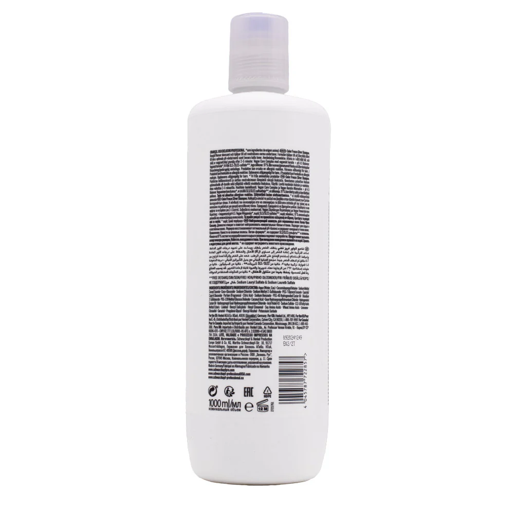 Schwarzkopf BC Bonacure Color Freeze Silver Shampoo pH 4.5 1000ml  - shampoo antigiallo per capelli grigi e bianchi - Image 2